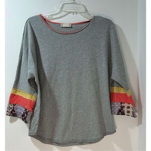 Altar’d State women’s gray sweatshirt patchwork bell sleeves size M.  #39-0987